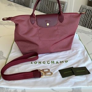 Longchamp Red Patterned Tote Bag